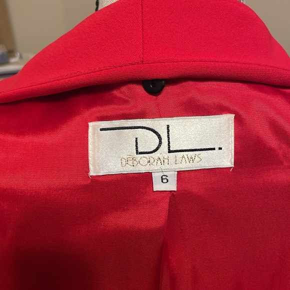 DL Deborah Laws Vintage Red 2 pc Jacket/Skirt Suit-Size 6- Detachable Fur Collar - Picture 5 of 8